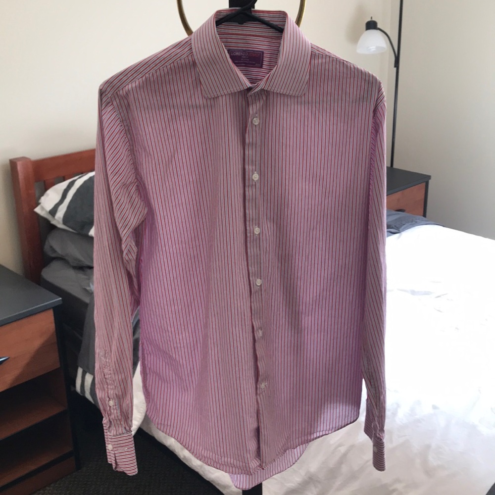 Dress Shirt with white, blue, and red stripes